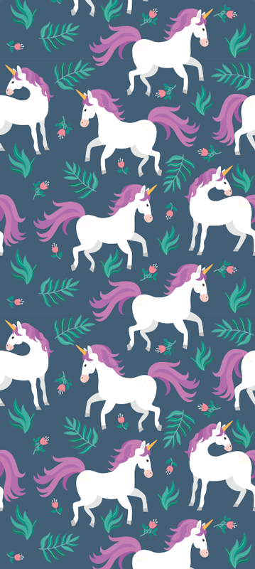 Tapis vinyle chambre motif licorne bleue plat - TenStickers