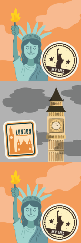 Tapis vinyle chambre collage nyc et londres - TenStickers