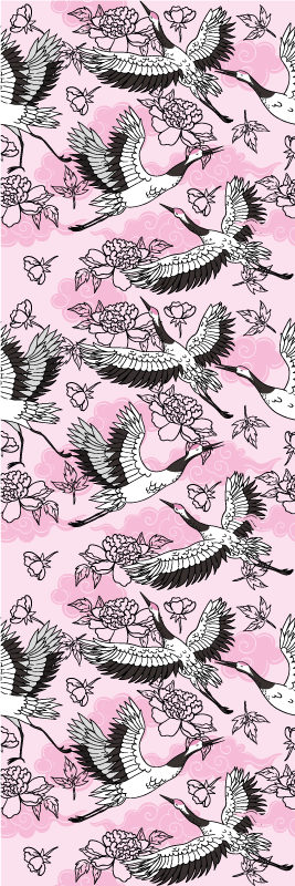 Tapis vinyle chambre motif moderne oiseaux roses - TenStickers