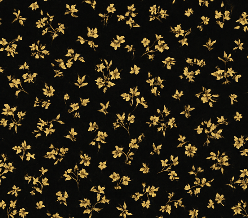 Tapis vinyle chambre fond sombre avec fleurs dorées - TenStickers