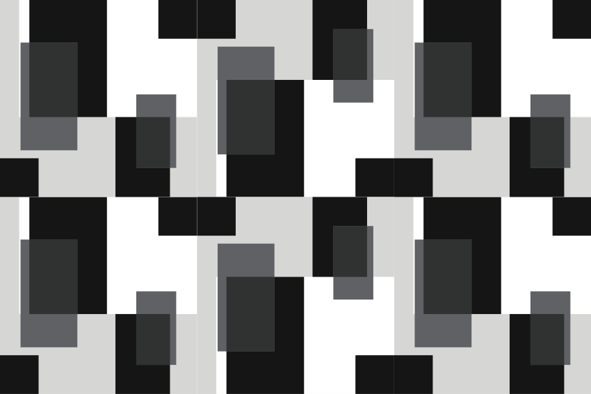 Tapis vinyle géométrique blocs de couleur noir et blanc - TenStickers