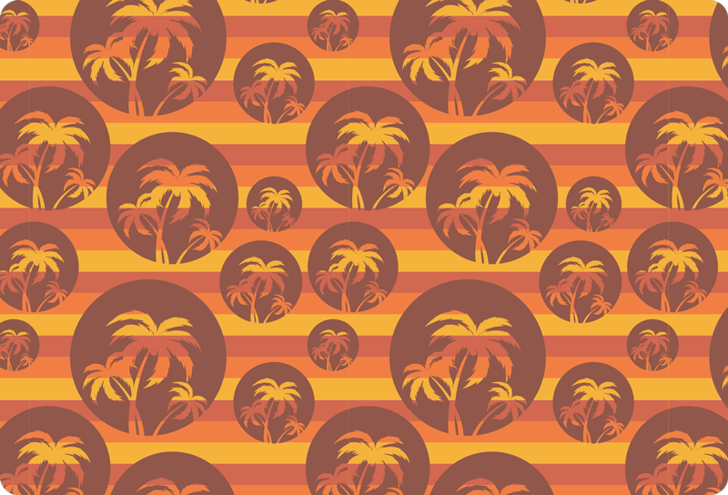 Tapis vinyle géométrique motif coucher de soleil et palmiers - TenStickers