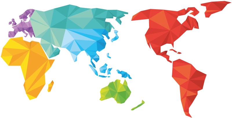 Tapis vinyle géométrique carte du monde colorée - TenStickers