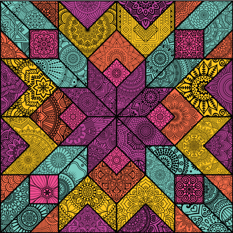 Tapis vinyle géométrique éléments géométriques colorés - TenStickers