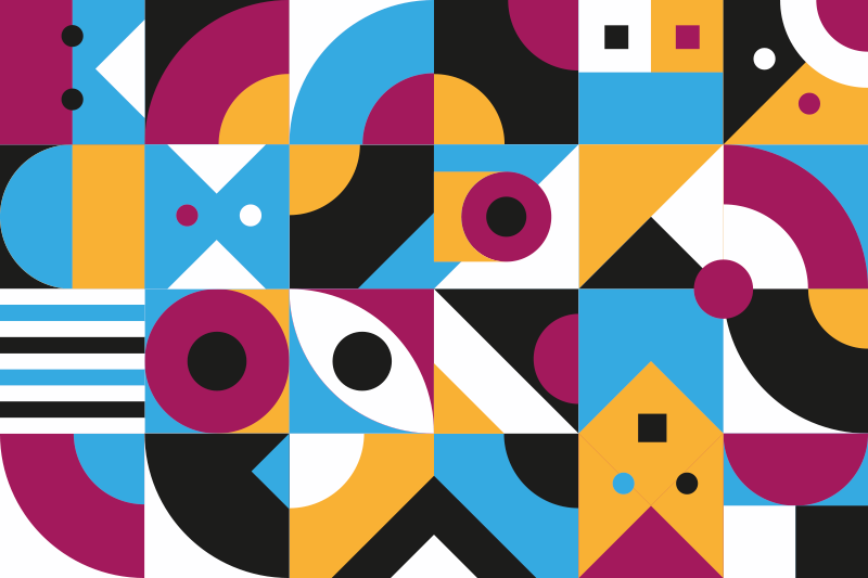 Tapis vinyle géométrique éléments abstraits vifs - TenStickers