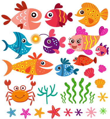 Tapis vinyle pour enfants poissons colorés - TenStickers