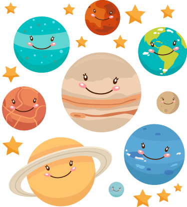 Tapis vinyle pour enfants sticker planètes système solaire - TenStickers
