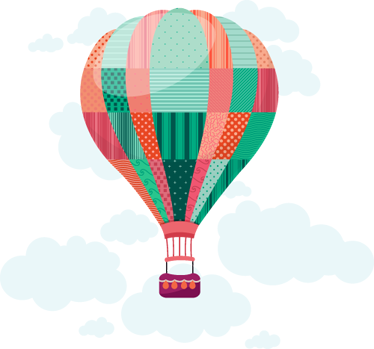 Tapis vinyle pour enfants patchwork montgolfière - TenStickers