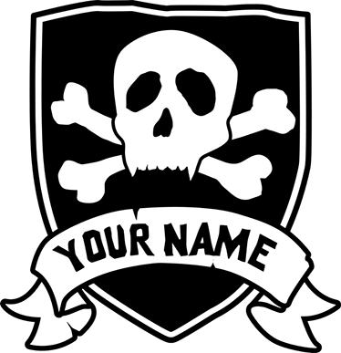 Tapis vinyle pour enfants tête de mort pirate avec nom - TenStickers