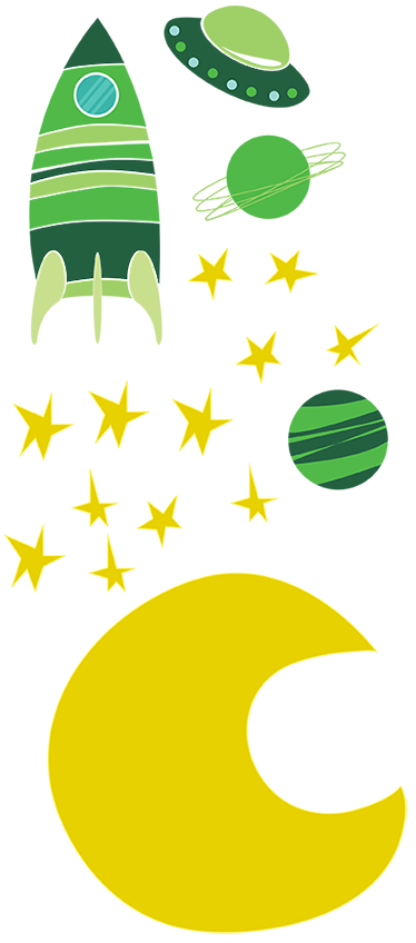 Tapis vinyle pour enfants motif spatial vert - TenStickers