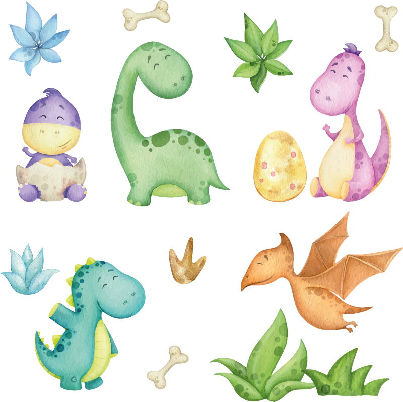 Tapis vinyle chambre dinosaure nordique dessiné - TenStickers