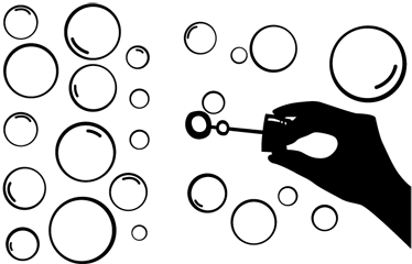 Tapis vinyle jeux silhouette main bulles - TenStickers