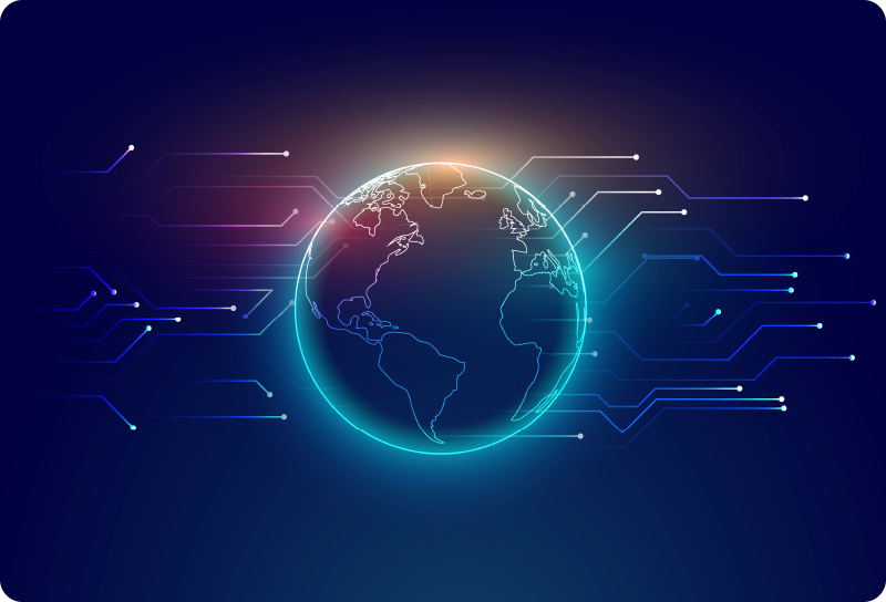 Tapis vinyle carte du monde géométrique télécom - TenStickers