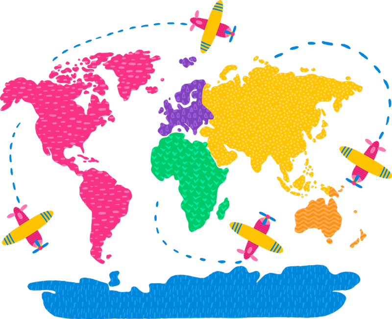 Tapis vinyle carte du monde voyages - TenStickers