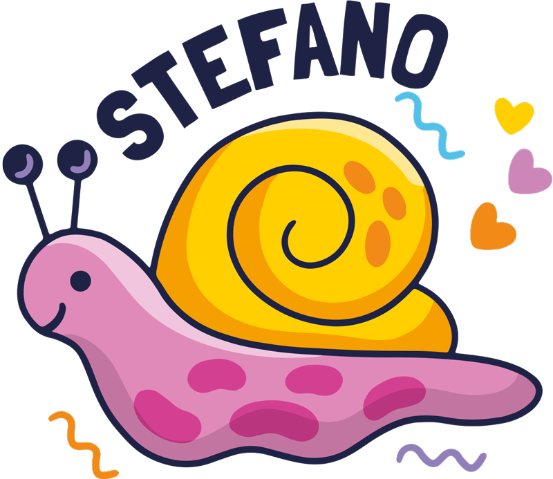 Tapis vinyle pour enfants escargot coloré avec nom - TenStickers