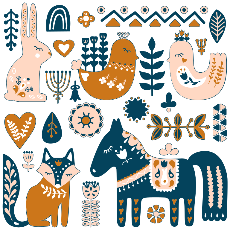 Tapis vinyle pour enfants style nordique animaux de la forêt - TenStickers