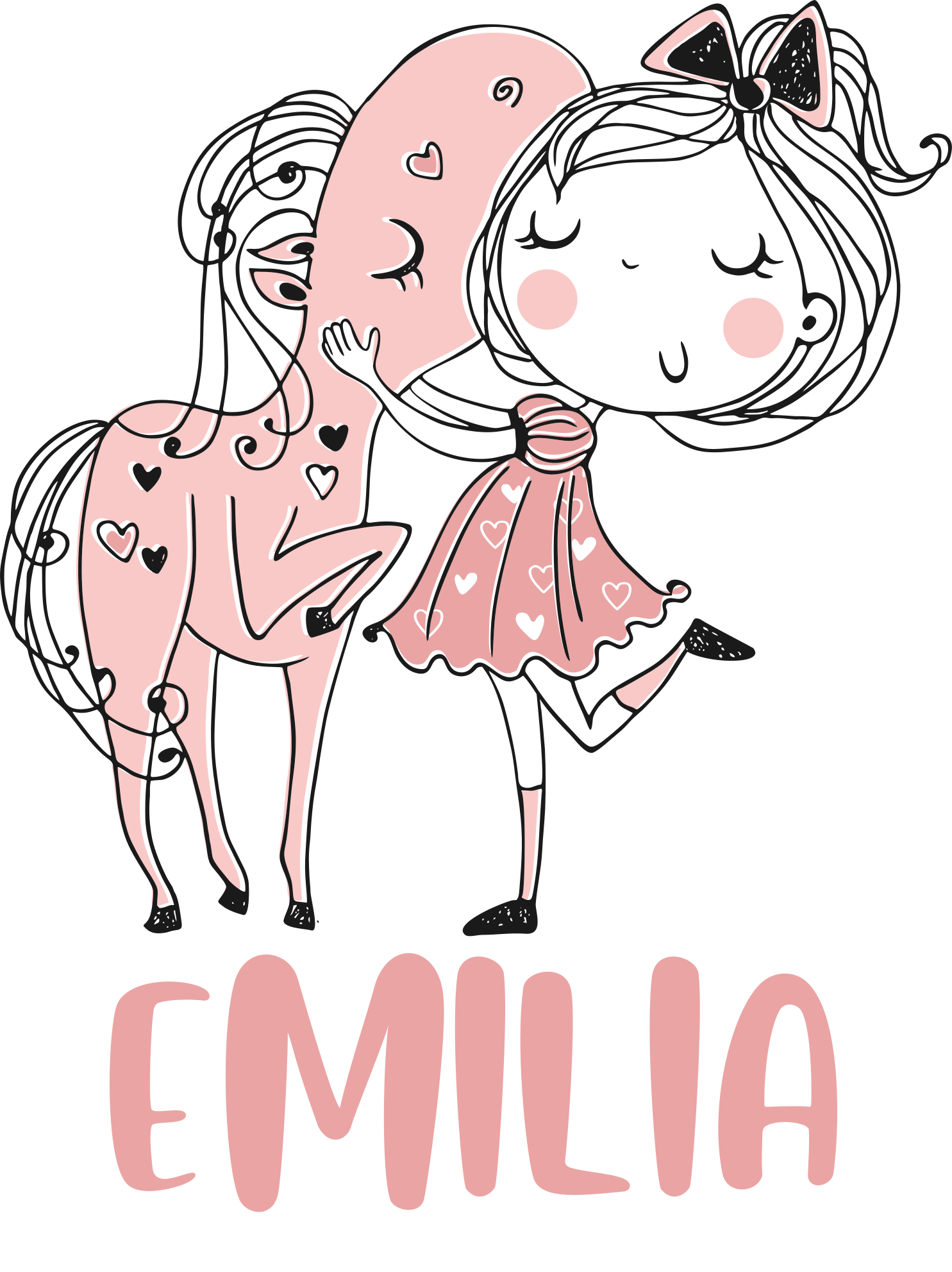 Tapis vinyle pour enfants princesse en robe rose et cheval - TenStickers
