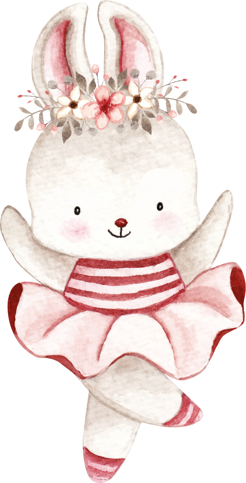 Tapis vinyle pour enfants ballerine lapin en roses - TenStickers