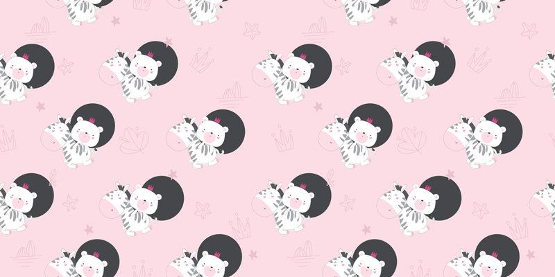 Tapis vinyle pour enfants zebra et ours - TenStickers