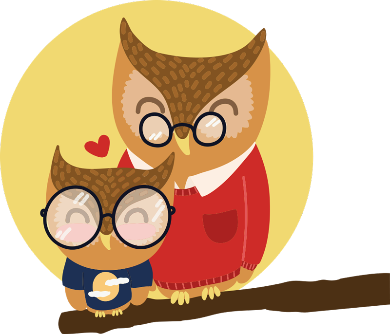 Tapis vinyle pour enfants hibou père et fils - TenStickers