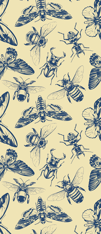 Tapis vinyle salle de bain motif abeilles et papillons - TenStickers