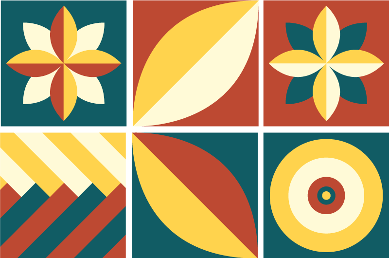 Tapis vinyle salle de bain motif vert et orange - TenStickers