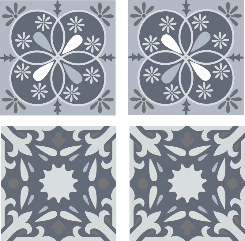 Tapis vinyle salle de bain autocollant fleur bleue - TenStickers