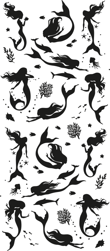 Tapis vinyle salle de bain sirènes - TenStickers