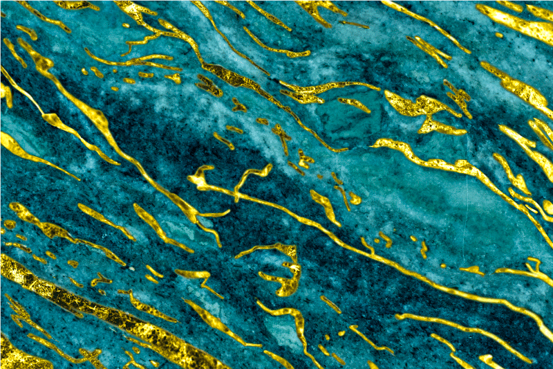 Tapis vinyle salle de bain effet marbre bleu et or - TenStickers