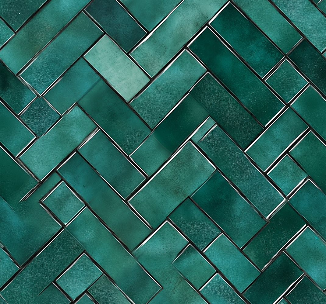 Tapis vinyle salle de bain chevrons verts - TenStickers