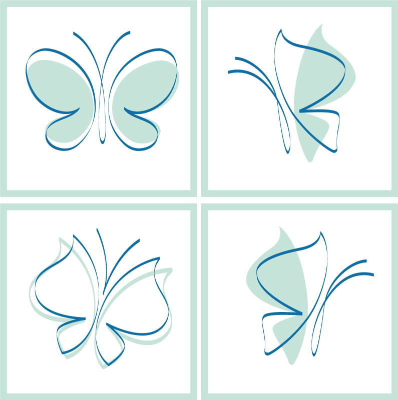 Tapis vinyle salle de bain motifs papillons silhouette - TenStickers