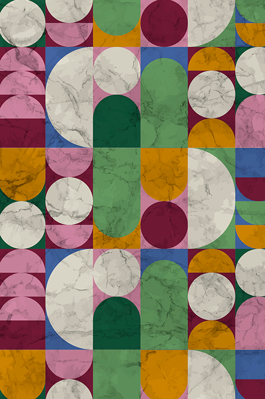 Tapis vinyle salle de bain formes géométriques texturées - TenStickers