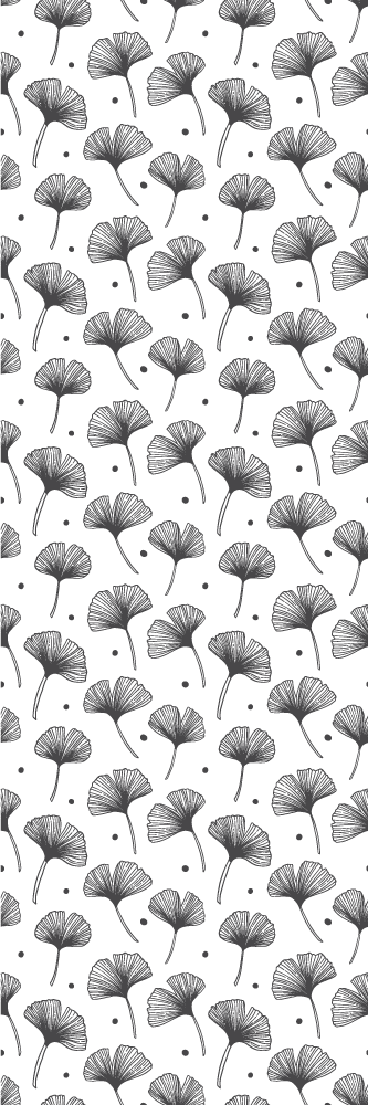 Tapis vinyle cuisine motif feuilles de ginkgo blanches - TenStickers