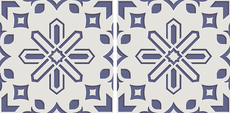 Tapis vinyle cuisine motifs carreaux ciment bleu blanc - TenStickers