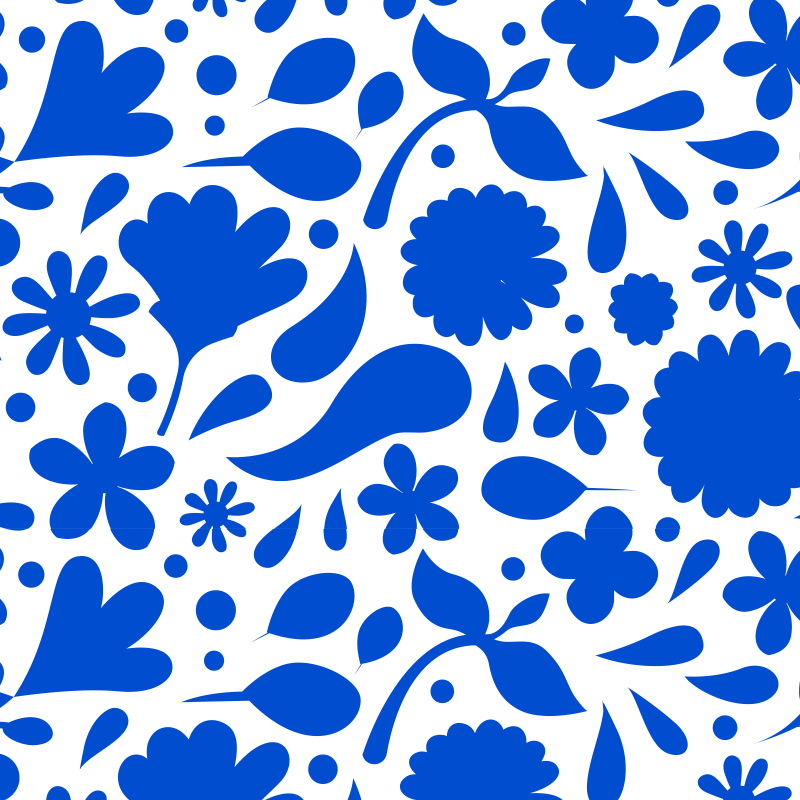 Tapis vinyle cuisine fleurs diverses bleu delft - TenStickers