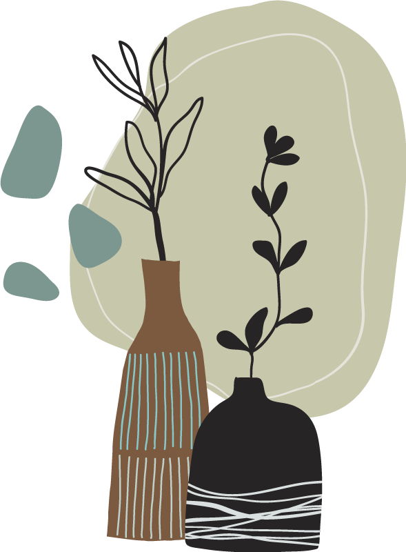 Tapis vinyle cuisine feuilles colorées dans un vase - TenStickers