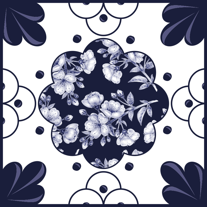 Tapis vinyle cuisine motifs fleurs - TenStickers