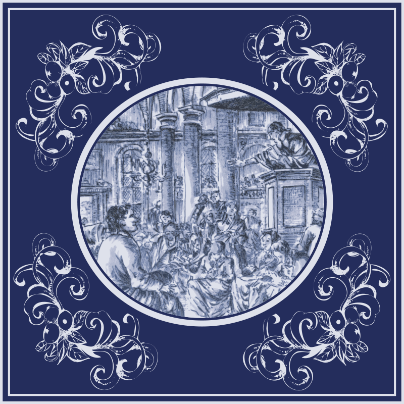 Tapis vinyle cuisine personnages bleus dans la foule - TenStickers