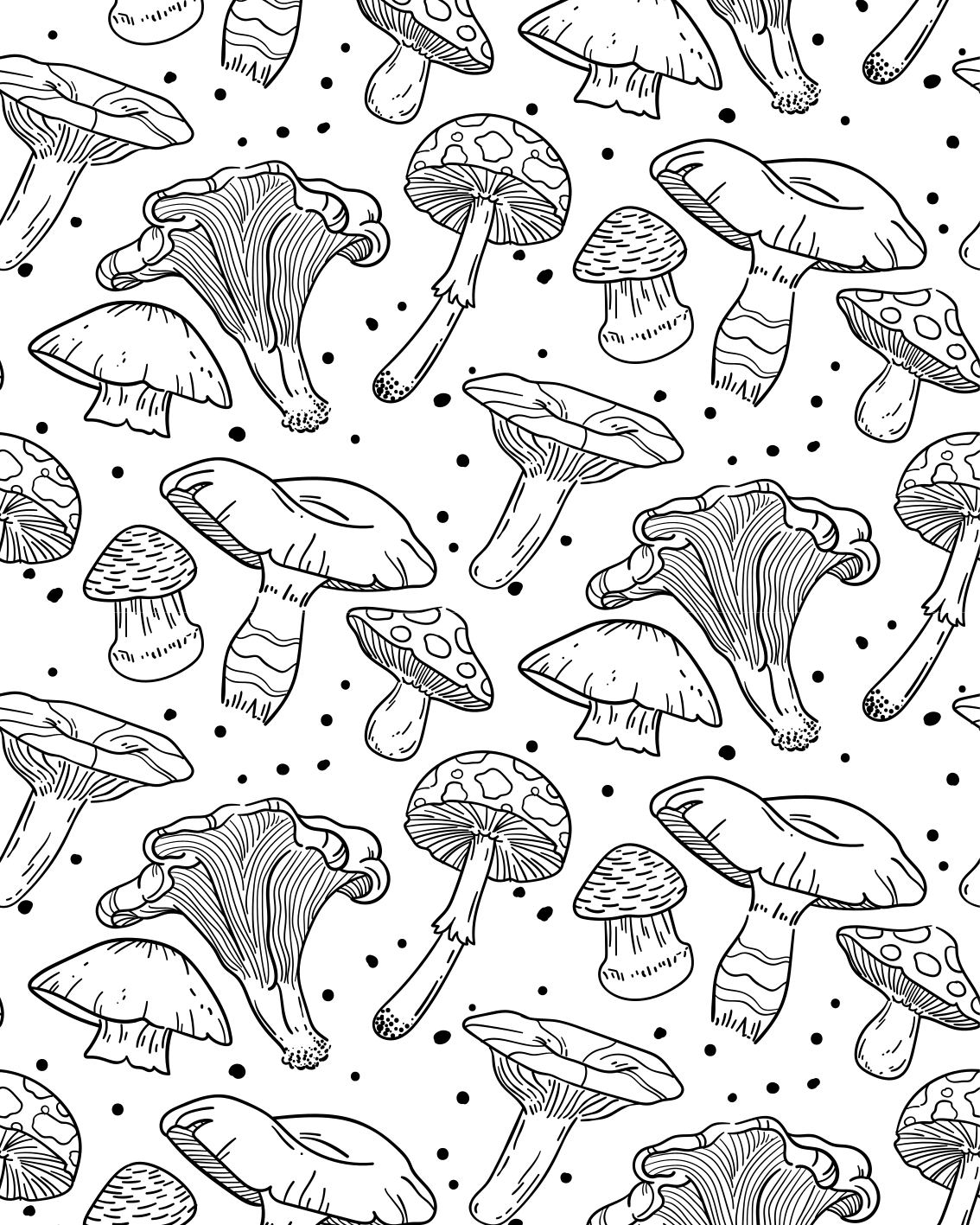 Tapis vinyle cuisine motif champignon monocolore dessiné - TenStickers