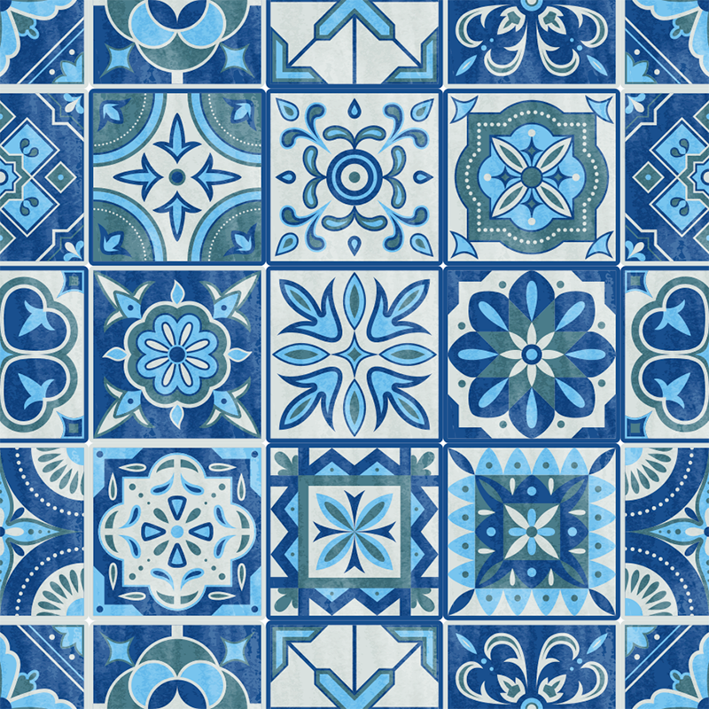 Tapis vinyle cuisine autocollant carreaux talavera - TenStickers