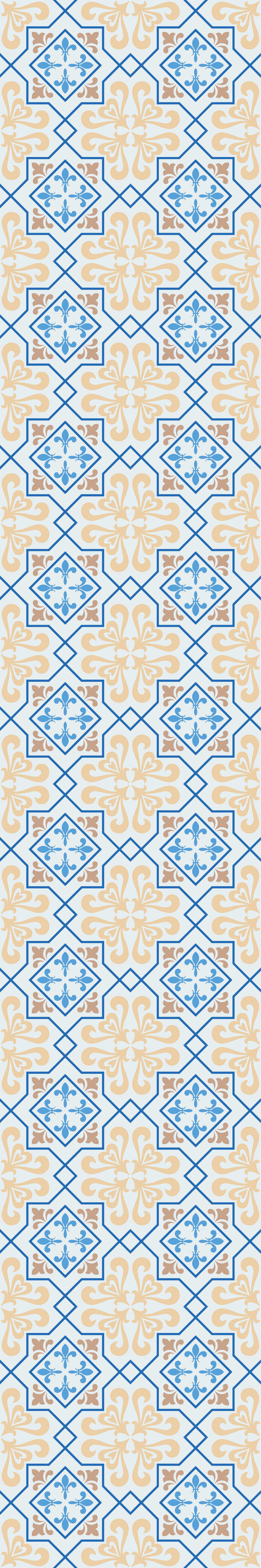 Tapis vinyle cuisine motif carreaux portugais lignes bleues - TenStickers