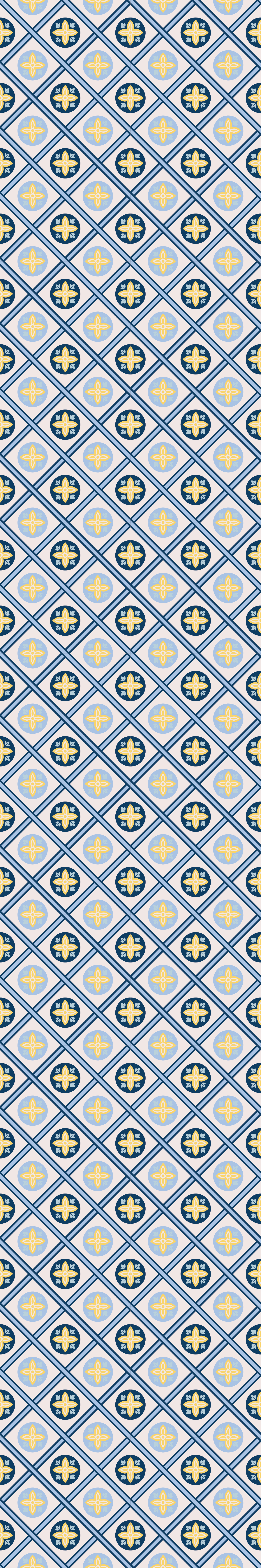 Tapis vinyle cuisine carreaux portugais bleu bébé et jaune - TenStickers