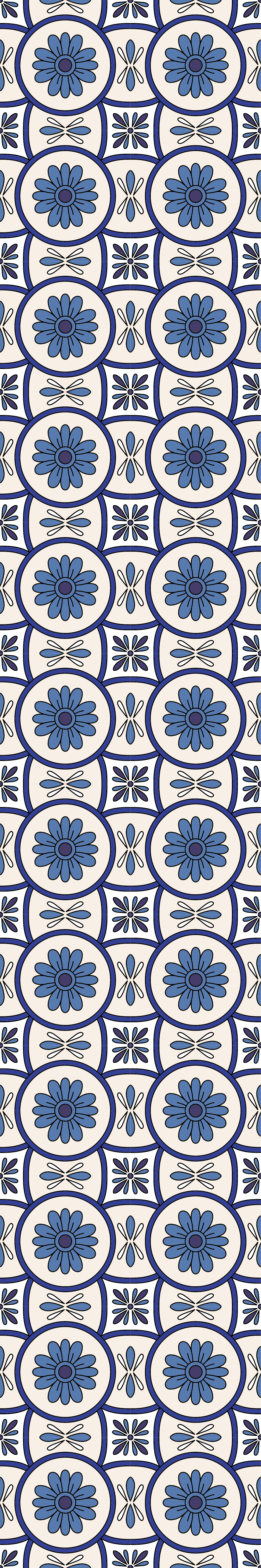 Tapis vinyle cuisine carreau portugais fleur bleu - TenStickers