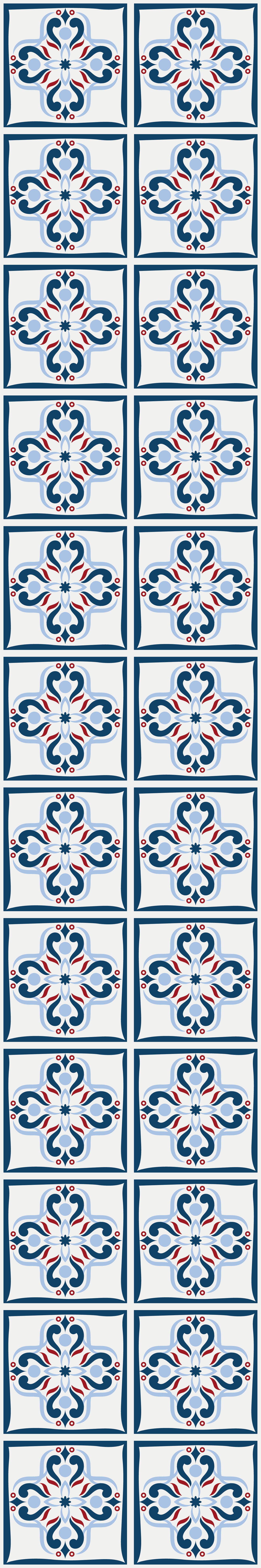 Tapis vinyle cuisine carreau portugais bleu et rouge - TenStickers