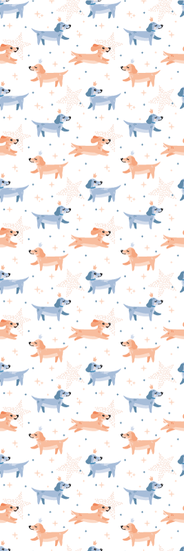 Tapis vinyle chambre chiens mignons avec couronne - TenStickers