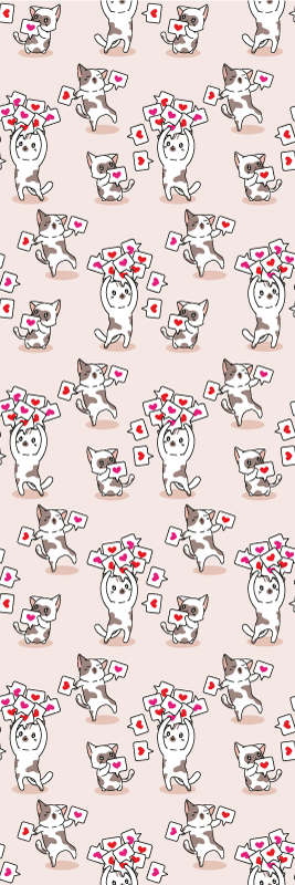 Tapis vinyle chambre motifs chats avec cœurs - TenStickers