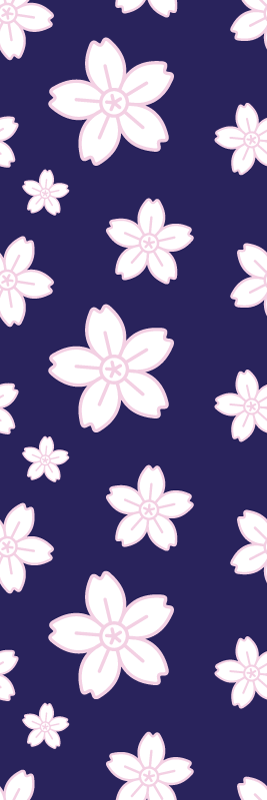 Tapis vinyle chambre motif fleurs de prunier vintage bleu - TenStickers