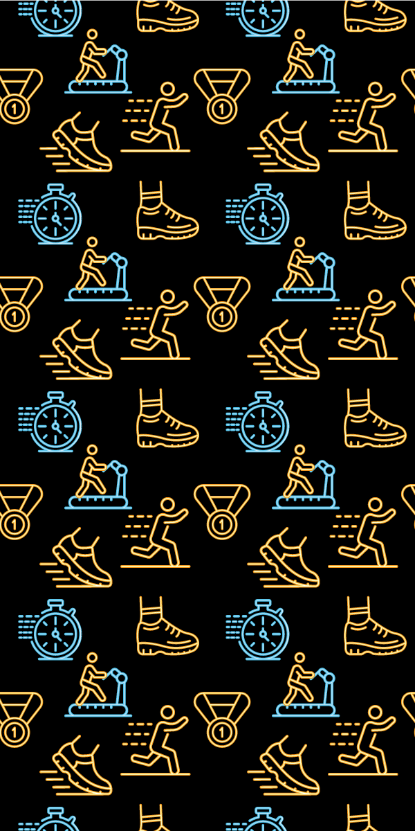 Tapis vinyle chambre icônes de course néon sur noir - TenStickers