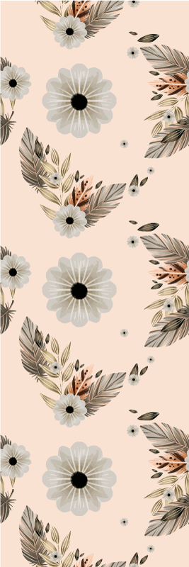 Tapis vinyle chambre motif fleurs pastels roses et noires - TenStickers