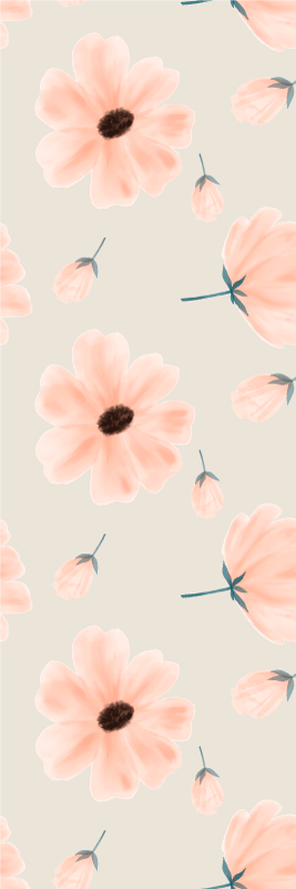 Tapis vinyle chambre grand motif fleurs aquarelle beige - TenStickers